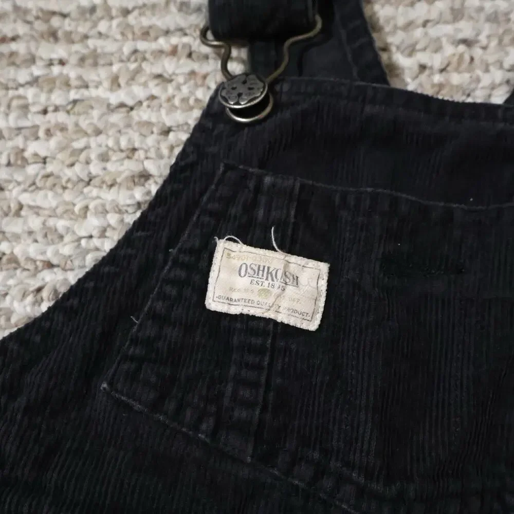 Vintage Oshkosh Workwear Dark Gray Corduroy Overalls 2/2T